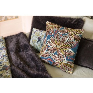 Coussin Brodé Ariane Pétrole 45*45