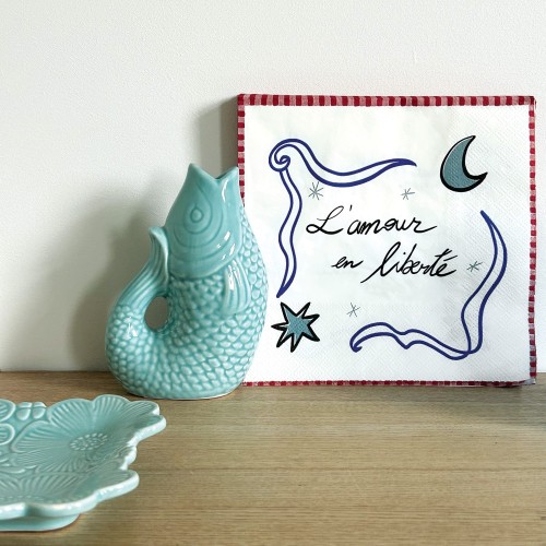 Vase Céramique Poisson PM Bleu givré
