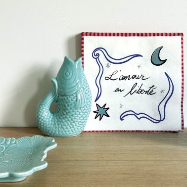 Vase Céramique Poisson PM Bleu givré
