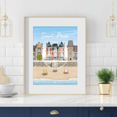 Affiche Saint Malo - Plage du Sillon