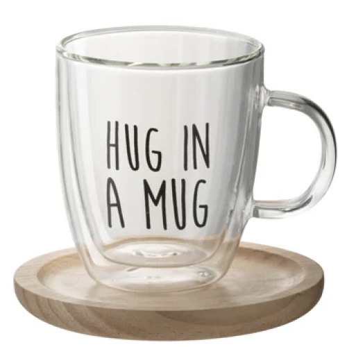 Tasse + sous-tasse texte "HUG"