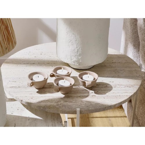 Trevi Dessus de Table Travertin Ivoire Diam 55
