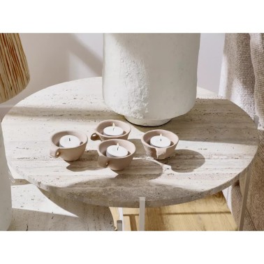 Trevi Dessus de Table Travertin Ivoire Diam 55