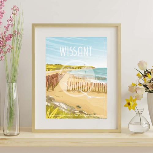 Affiche Wissant "Plage de la Dune d'Aval"
