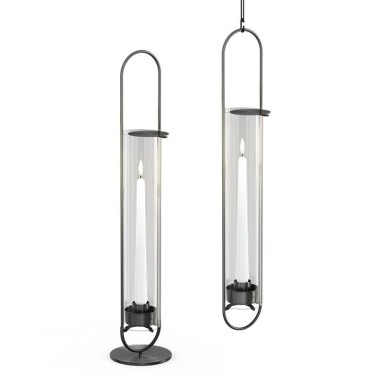 Bougeoir noir brossé 55 cm