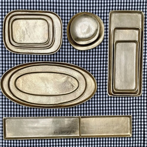 Plateau Juliette rectangle doré PM