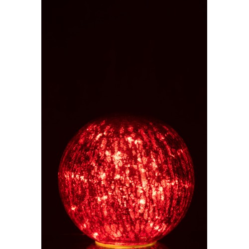 Boule led verre rouge L