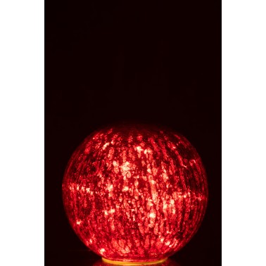 Boule led verre rouge L