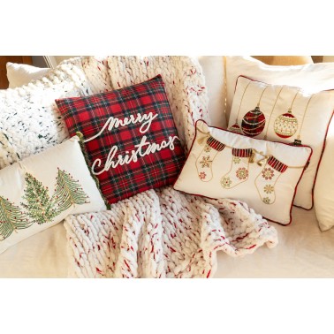 Coussin carreaux merry christmas