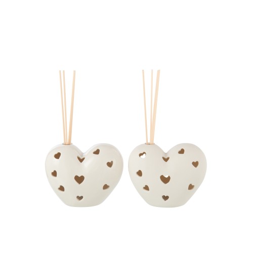 Vase coeur led argile blanc