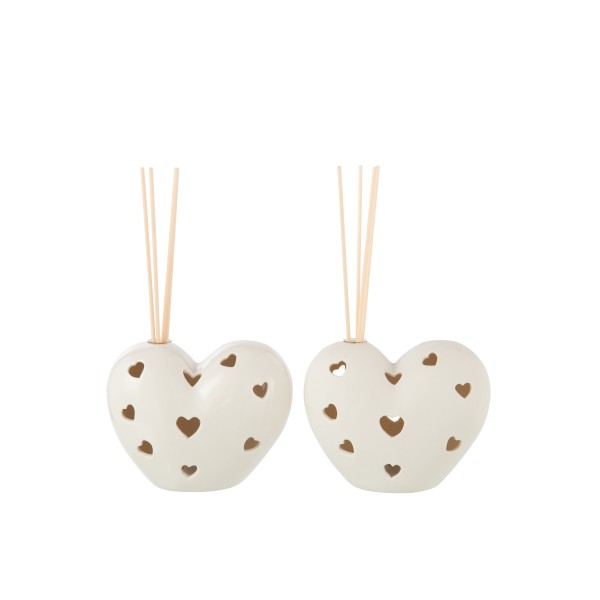 Vase coeur led argile blanc