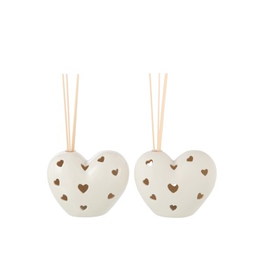 Vase coeur led argile blanc