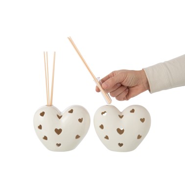 Vase coeur led argile blanc