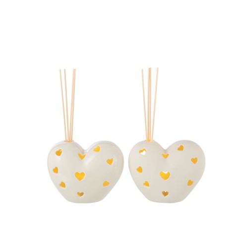 Vase coeur led argile blanc