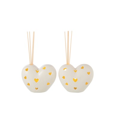 Vase coeur led argile blanc