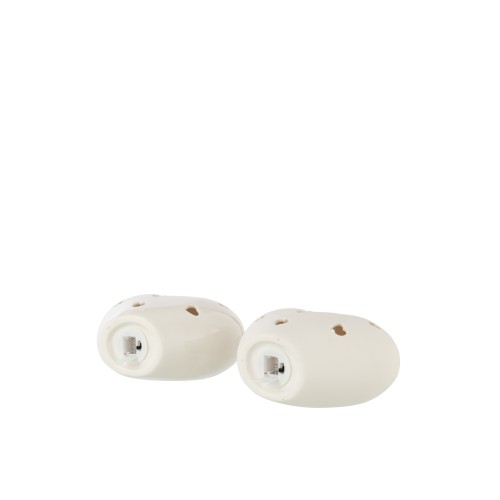 Vase coeur led argile blanc