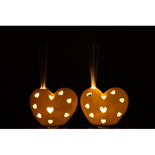 Vase coeur led argile blanc