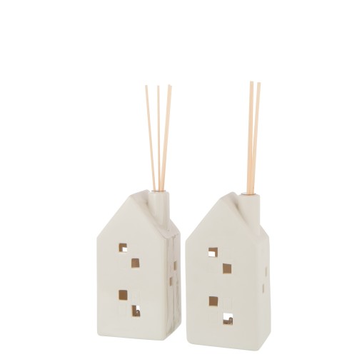 Vase led maison coeur argile blanc