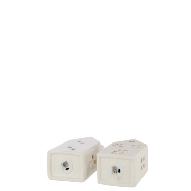 Vase led maison coeur argile blanc