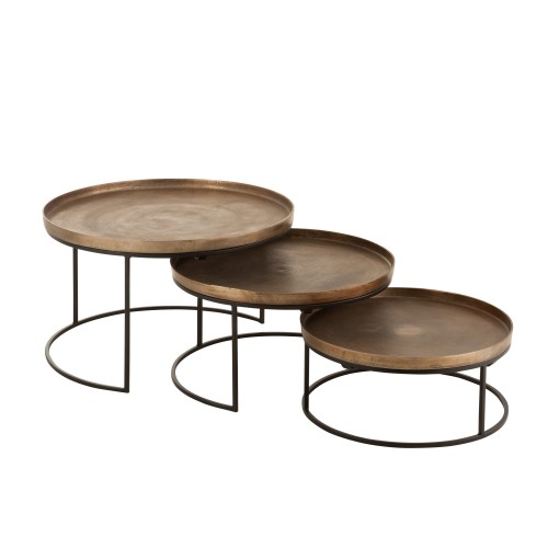 Set / 3 Tables gigognes rondes rouille