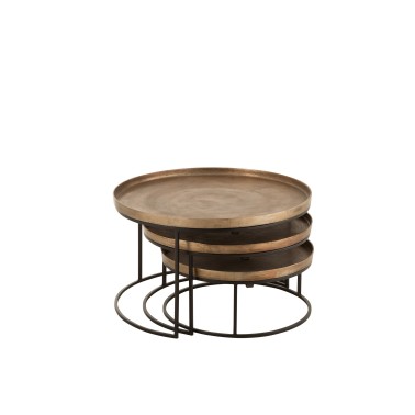 Set / 3 Tables gigognes rondes rouille