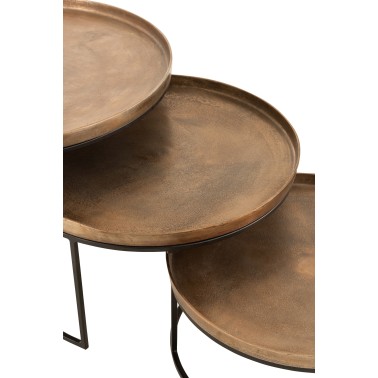Set / 3 Tables gigognes rondes rouille
