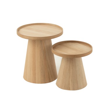 Set de 2 tables rondes bois naturel