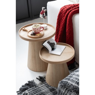 Set de 2 tables rondes bois naturel