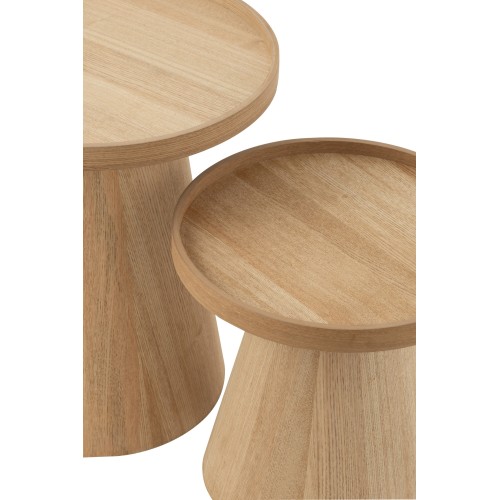 Set de 2 tables rondes bois naturel