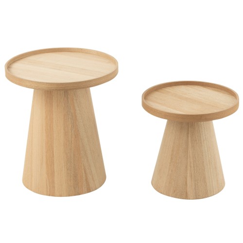 Set de 2 tables rondes bois naturel