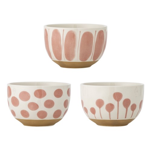 Set de 3 Linora bol rose en grès