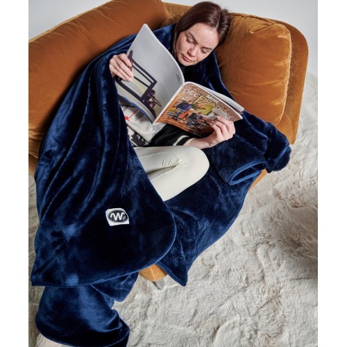 Plaid cosy monochrome bleu nuit