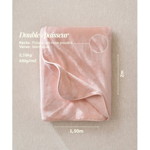 Plaid cosy monochrome rose poudré