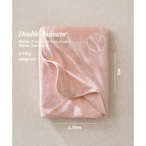 Plaid cosy monochrome rose poudré