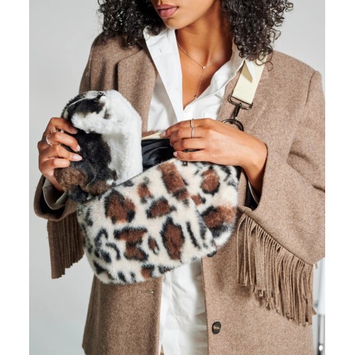 Sac banane fausse fourrure léopard