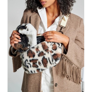 Sac banane fausse fourrure léopard