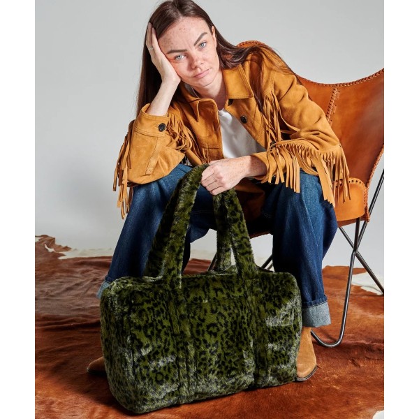 Sac weekender léopard kaki