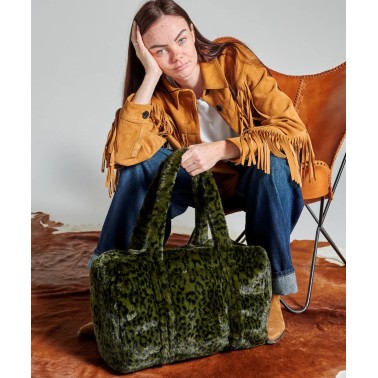 Sac weekender léopard kaki