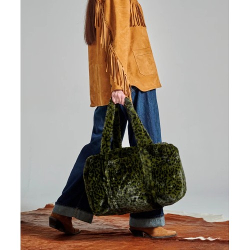 Sac weekender léopard kaki