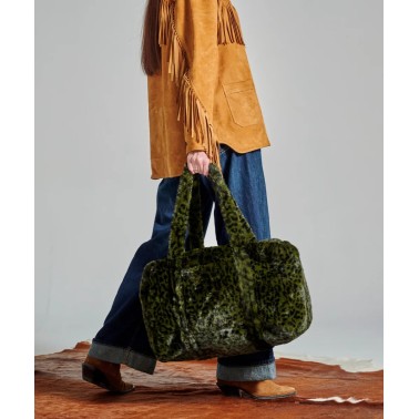 Sac weekender léopard kaki