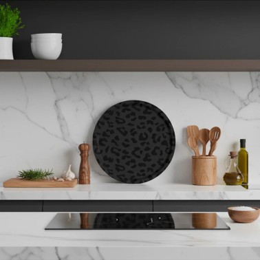 Plateau léopard rond Ébène