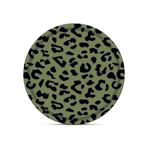 Plateau léopard rond kaki