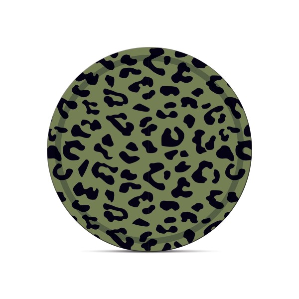 Plateau léopard rond kaki