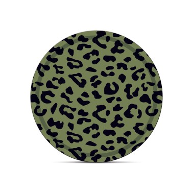 Plateau léopard rond kaki