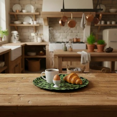 Plateau léopard rond kaki