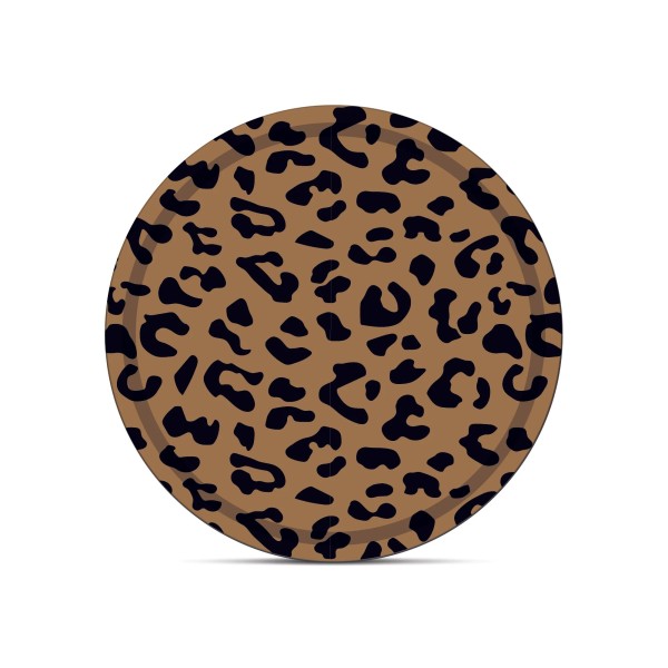 Plateau léopard rond moka