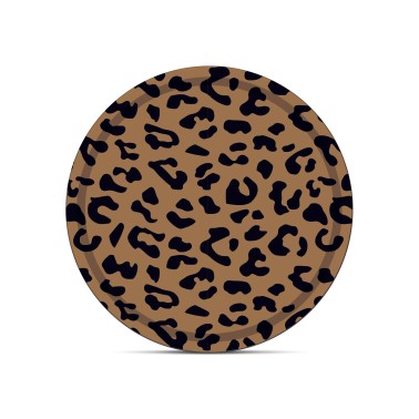 Plateau léopard rond moka