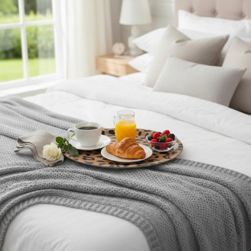 Plateau léopard rond moka