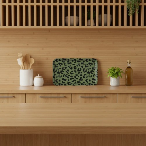 Plateau léopard rectangle kaki