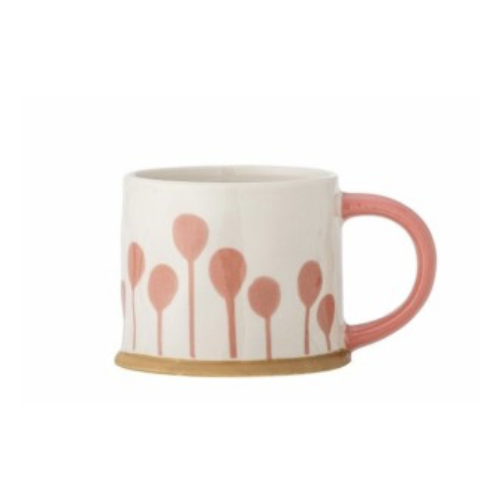 Linora mug rose grès fleur